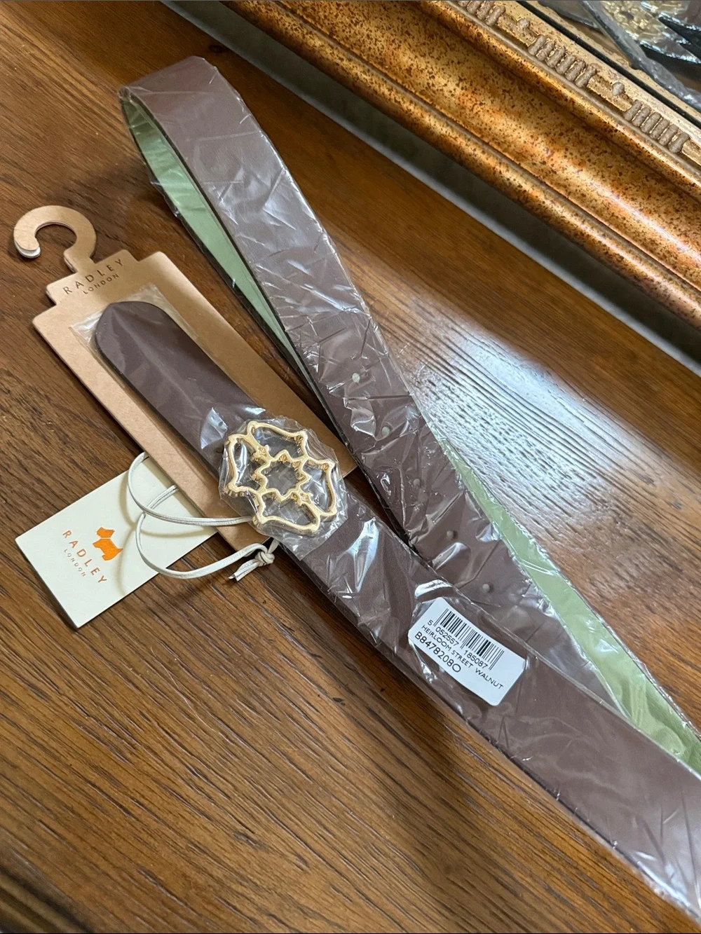 RADLEY LONDON Adjustable Dark Brown Leather Belt with Gold Buckle.